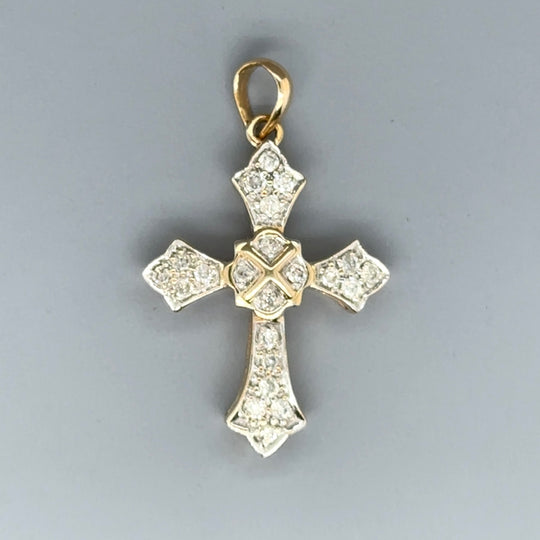9ct Yellow Gold Diamond Cross Pendant (c. 0.50ct)