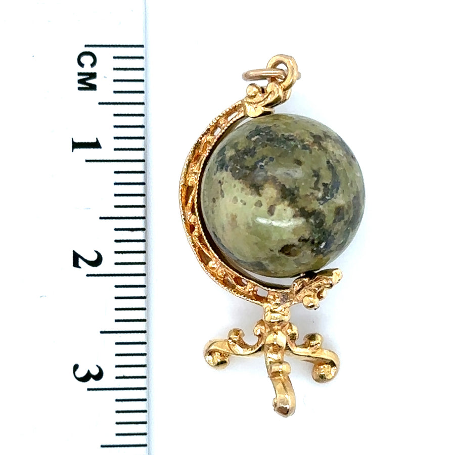 9ct Yellow Gold Synthetic Stone Globe Charm