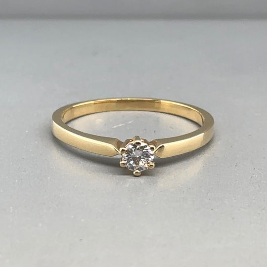 18ct Yellow Gold Single Stone Diamond Ring (c. 0.20ct) - Size Q