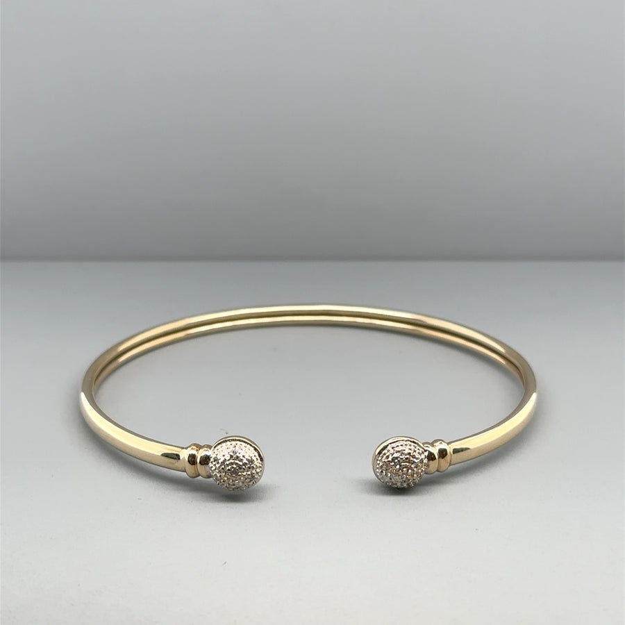 9ct Yellow Gold Diamond Set Torque Bangle