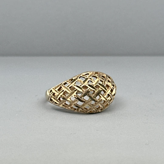 9ct Yellow Gold Open Work Ring - Size N 1/2