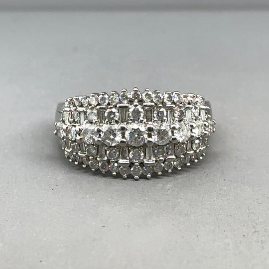 9ct White Gold Diamond Ring (C. 1.00ct) - Size L
