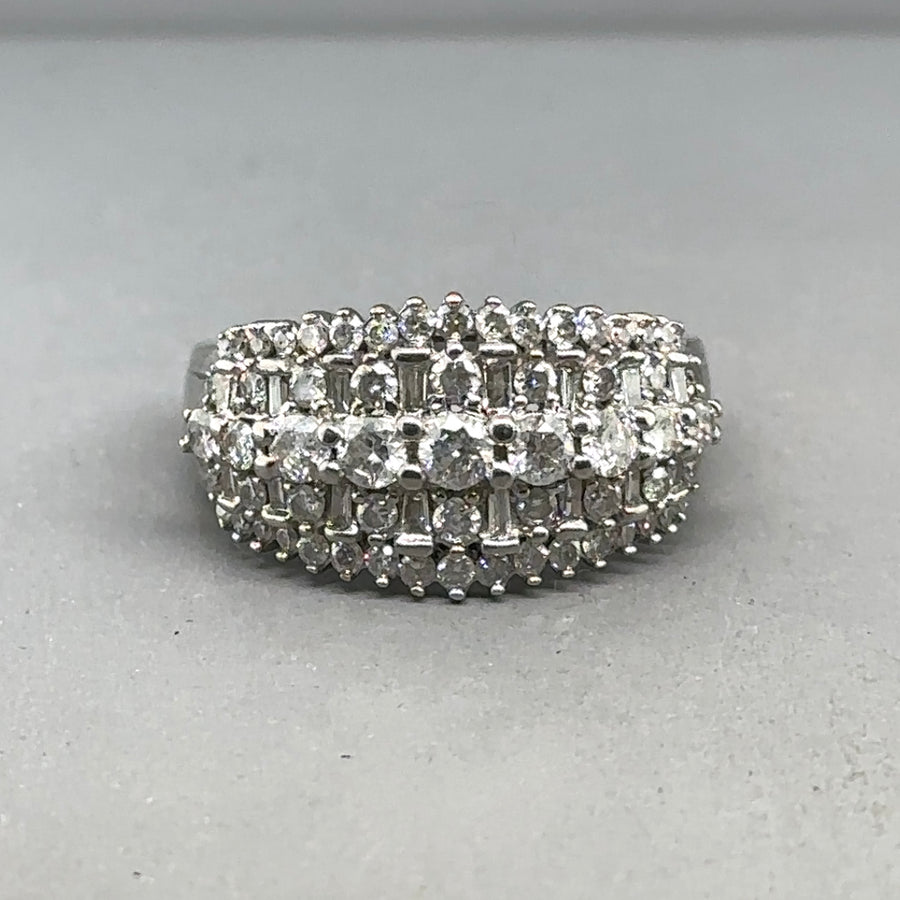 9ct White Gold Diamond Ring (C. 1.00ct) - Size L