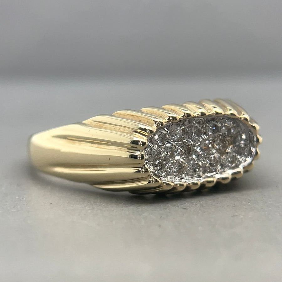 9ct Yellow Gold Diamond Set Signet Style Ring - Size U