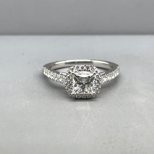 9ct White Gold Lab Grown Diamond Halo Ring (c. 1.52ct) - Size N - NEW!