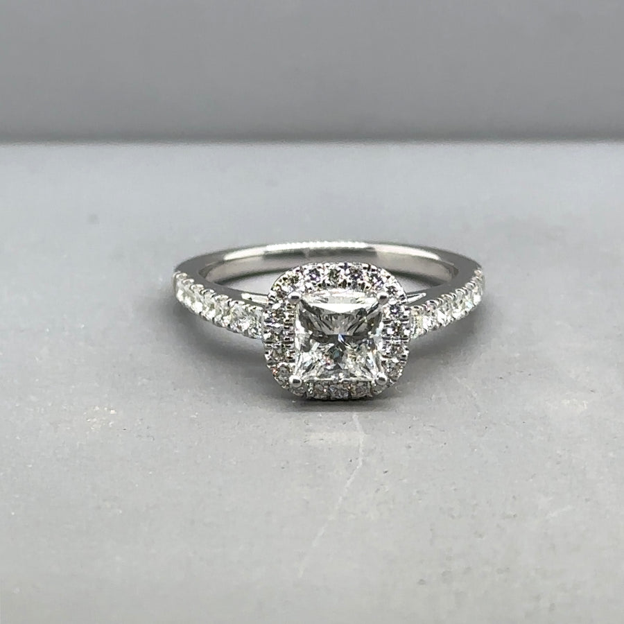 9ct White Gold Lab Grown Diamond Halo Ring (c. 1.52ct) - Size N - NEW!