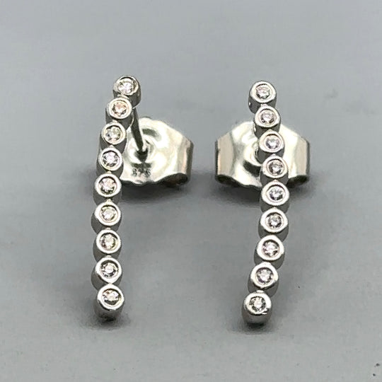 9ct White Gold Diamond Dangle Earrings