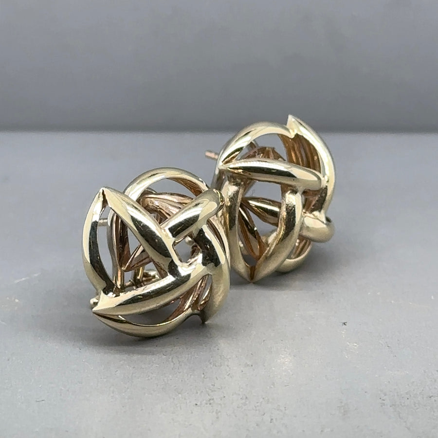 9ct Yellow Gold Caged Stud Earrings