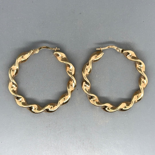 9ct Yellow Gold Twist Hoop Earrings