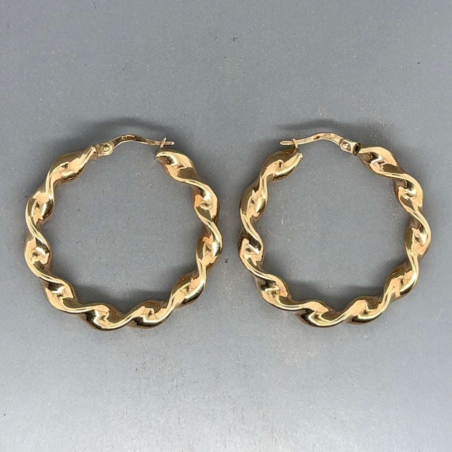 9ct Yellow Gold Twist Hoop Earrings