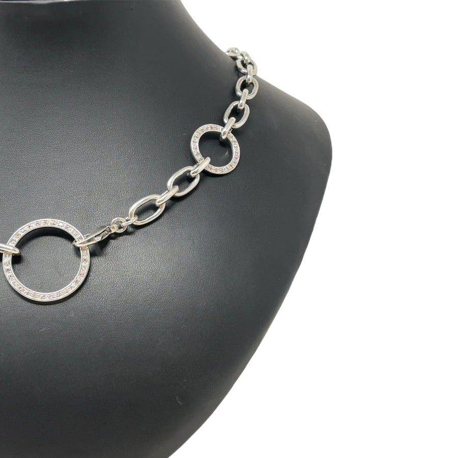 Sterling Silver Cubic Zirconia Circles Necklace (19")