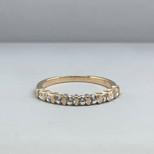 9ct Yellow Gold Nine Stone Cubic Zirconia Ring - Size Q