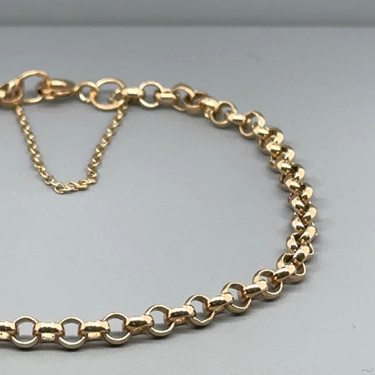 9ct Yellow Gold Belcher Bracelet with Safety Chain