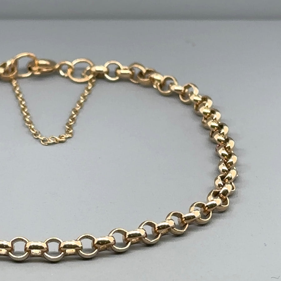 9ct Yellow Gold Belcher Bracelet with Safety Chain