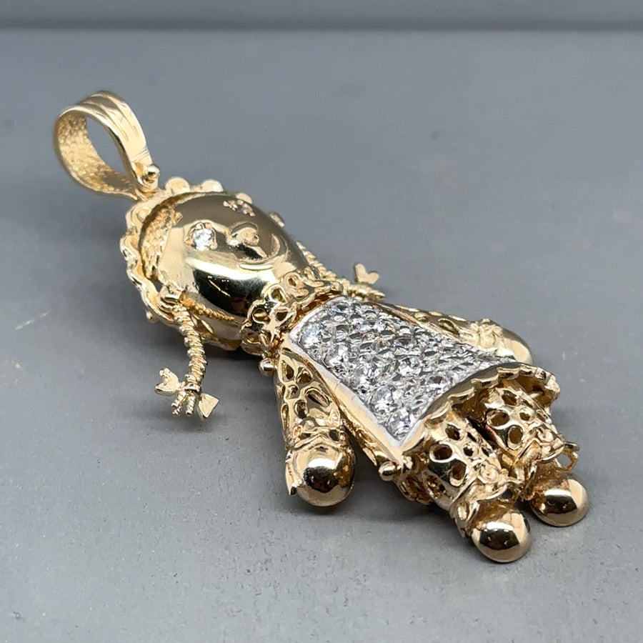 9ct Yellow Gold Cubic Zirconia Dolly Pendant