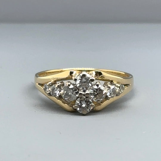 18ct Yellow Gold Cluster Ring (c. 0.50ct) - Size M