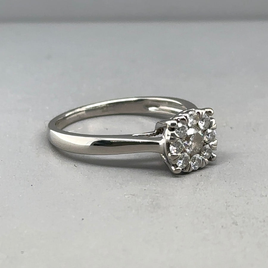 9ct White Gold Diamond Cluster Ring (c. 0.50ct) - Size M