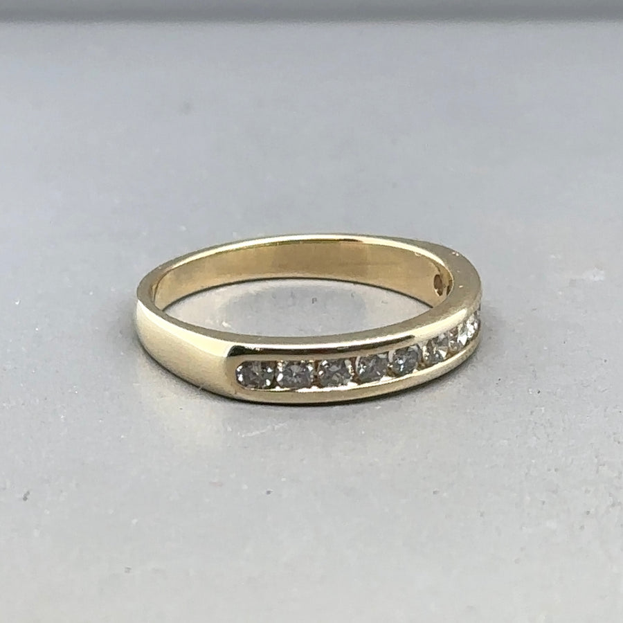 9ct Yellow Gold Diamond Half Eternity Ring (c. 0.22ct) - Size K 1/2