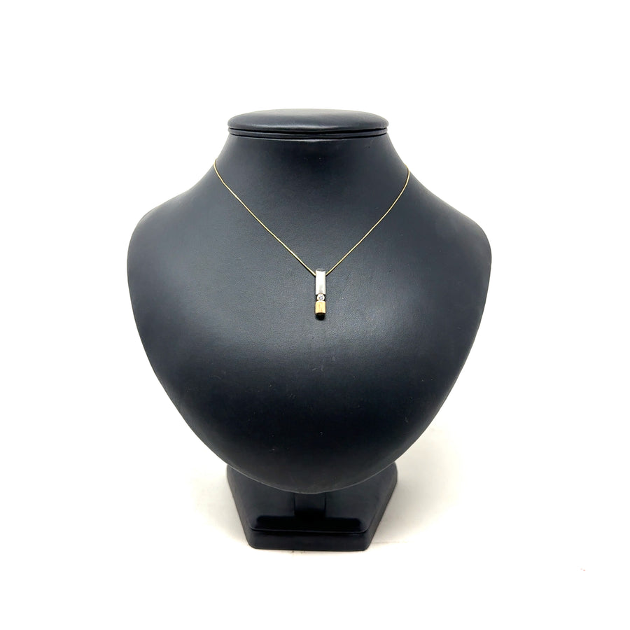14ct Bi-Colour Diamond Pendant and Chain (c. 0.15ct) (20")