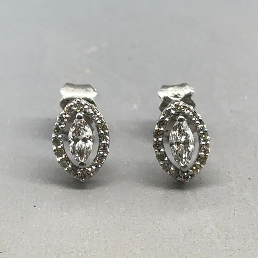 18ct White Gold Diamond Halo Stud Earrings (c. 0.40-0.45ct)
