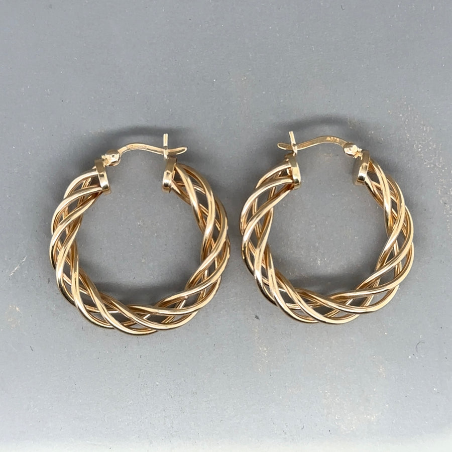 9ct Yellow Gold Fancy Twist Hoop Earrings