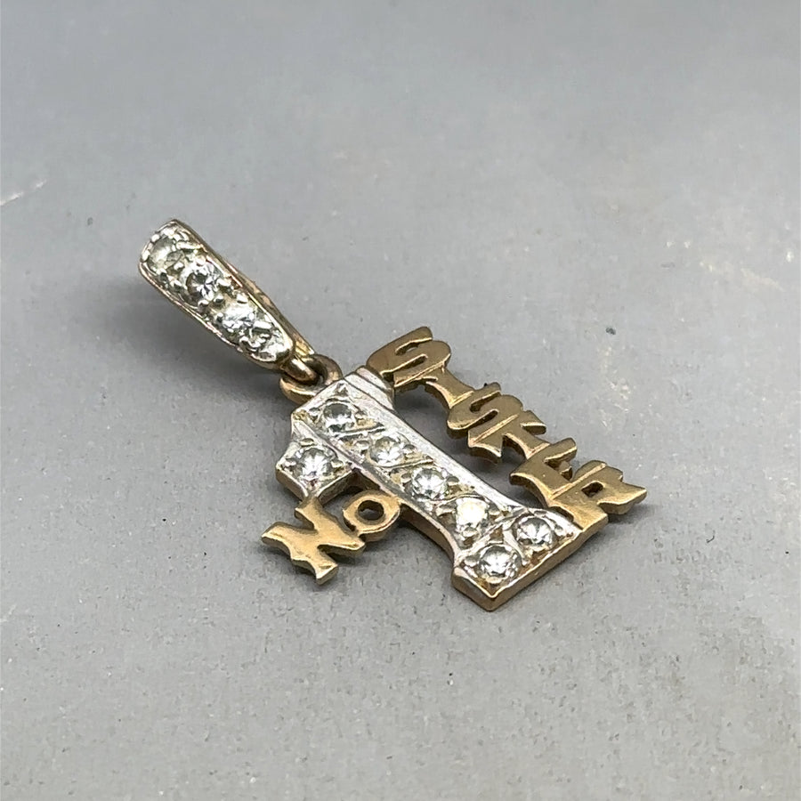 9ct Yellow Gold Cubic Zirconia No. 1 Sister Pendant