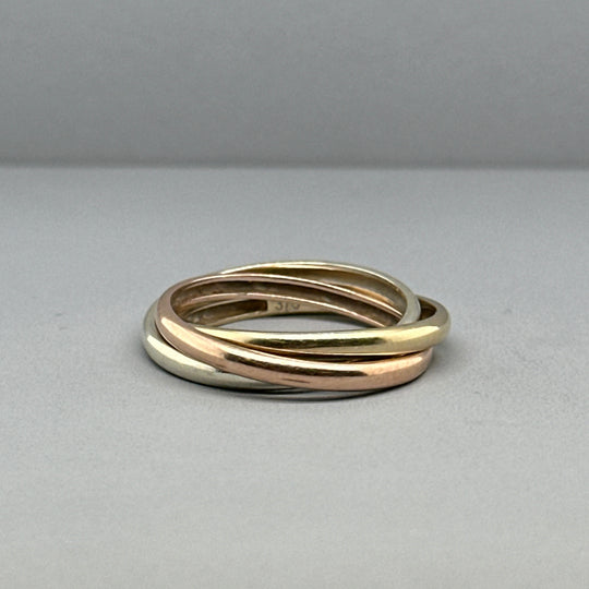 9ct Tri-Colour Russian Band Ring - Size L