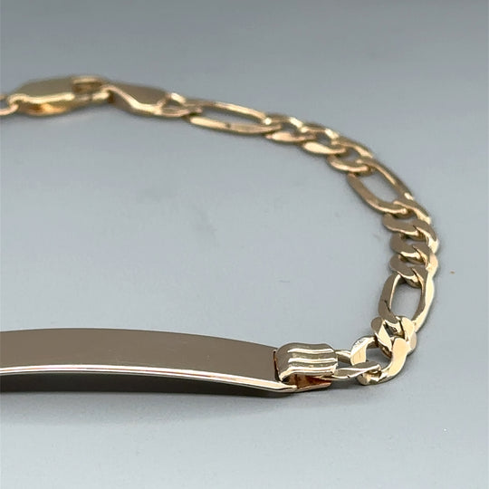 9ct Yellow Gold Figaro ID Bracelet