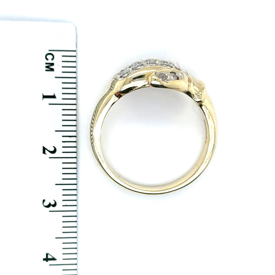 9ct Yellow Gold Cubic Zirconia Boxing Glove Ring - Size T 1/2