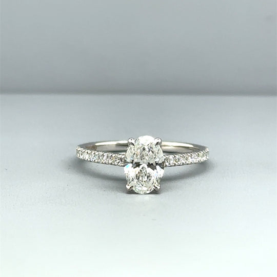 18ct White Gold Lab Grown Diamond Ring with Lab Grown Diamond Shoulders (c. 1.38ct) - Size N - NEW!