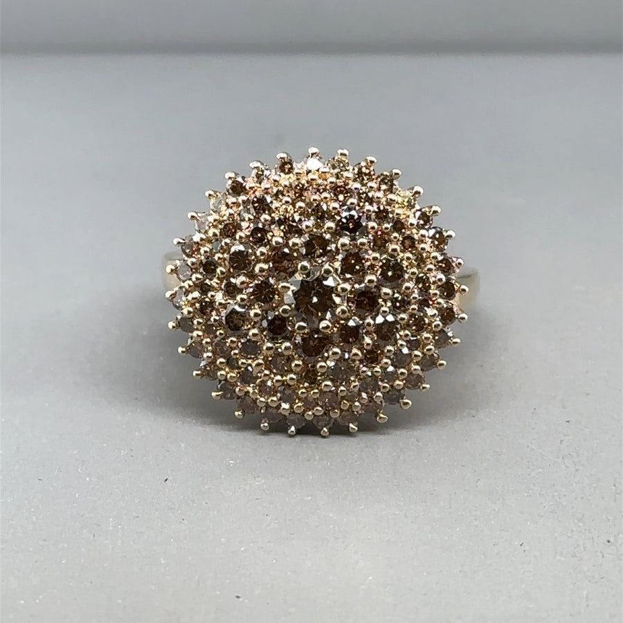 9ct Yellow Gold Diamond Cluster Ring (c. 3.00ct) - Size P