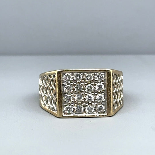 9ct Yellow Gold Diamond Signet Ring (c. 0.30 - 0.35ct) - Size O