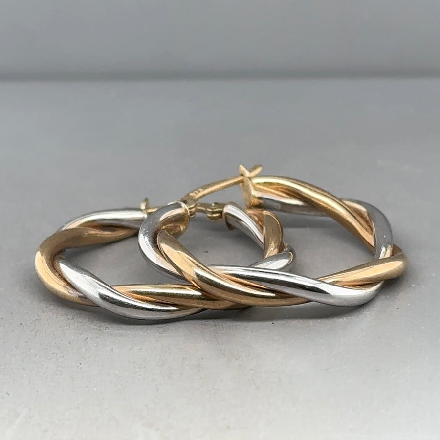 9ct Bi-Colour Hoop Earrings