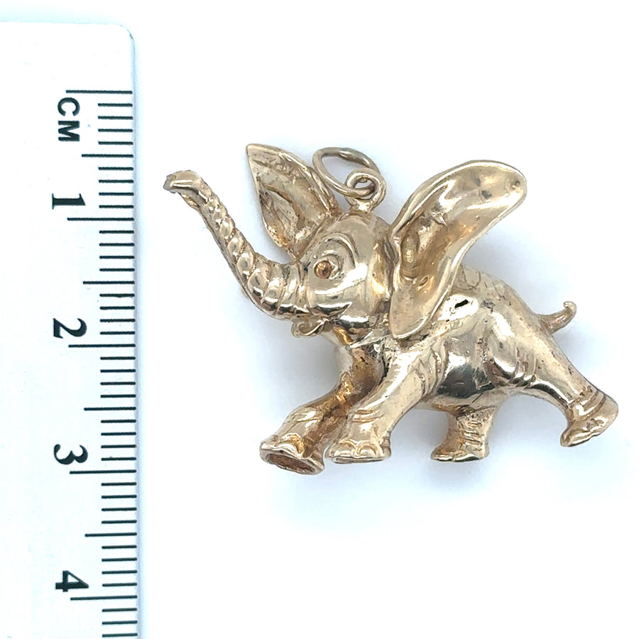 9ct Yellow Gold Elephant Pendant