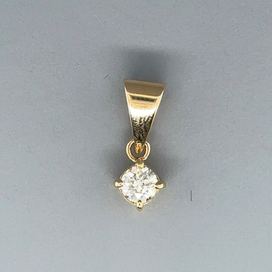 9ct Yellow Gold Single Stone Diamond Pendant (C. 0.30 - 0.35ct)
