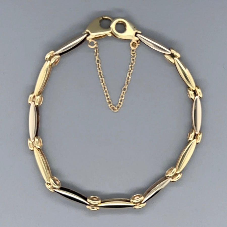 9ct Bi-Colour Bracelet with Safety Chain