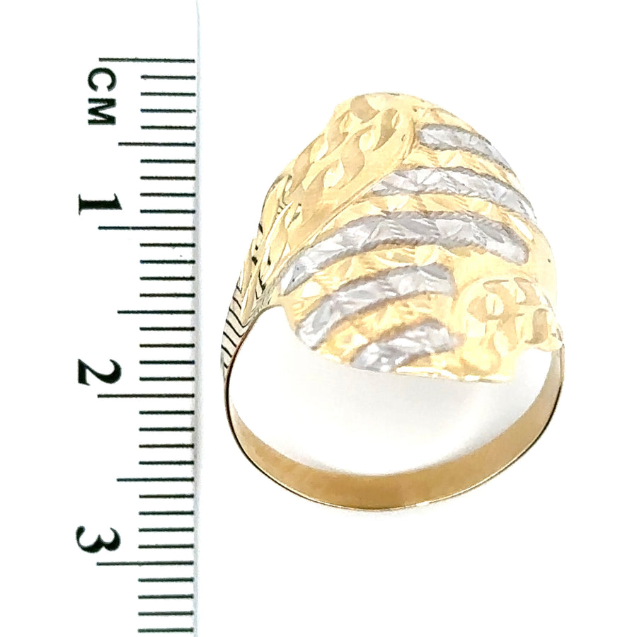 14ct Bi-Colour Dress Ring - Size R 1/2