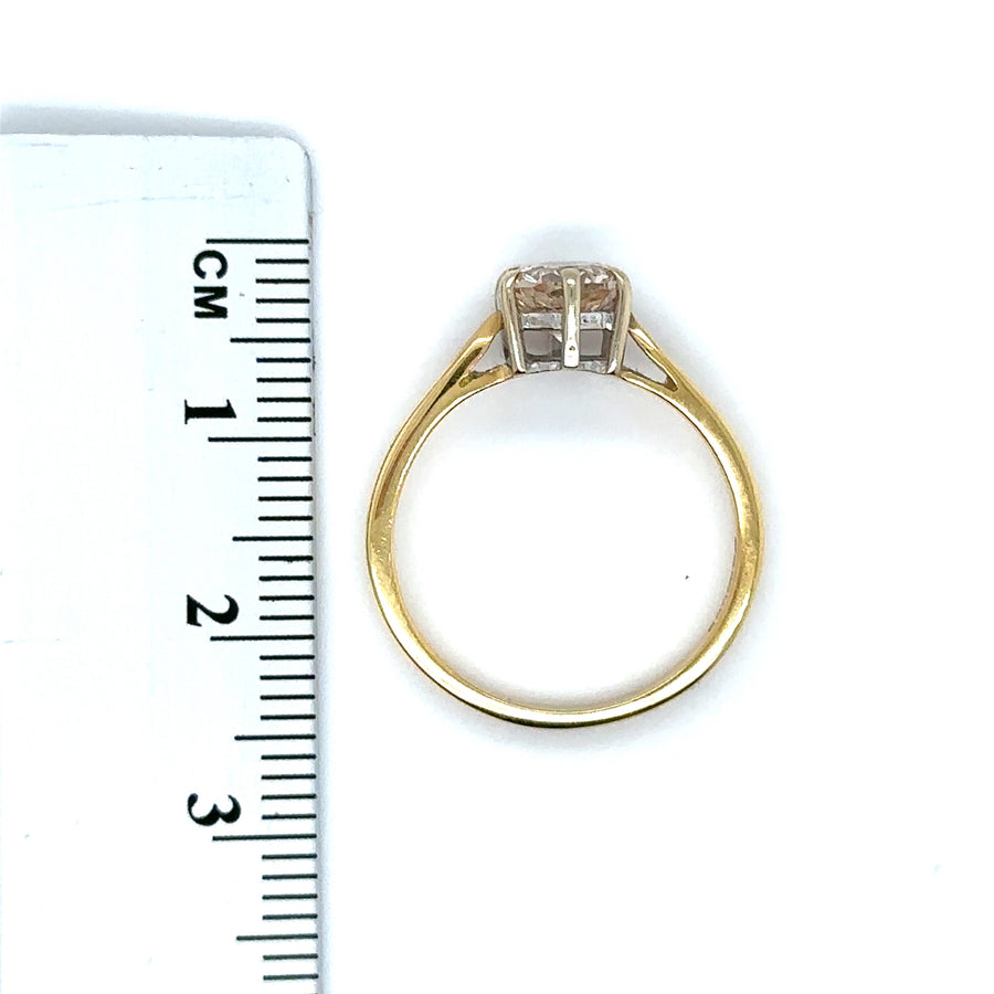 18ct Yellow Gold Single Stone Diamond Solitaire Ring (c. 0.90ct) - Size M 1/2