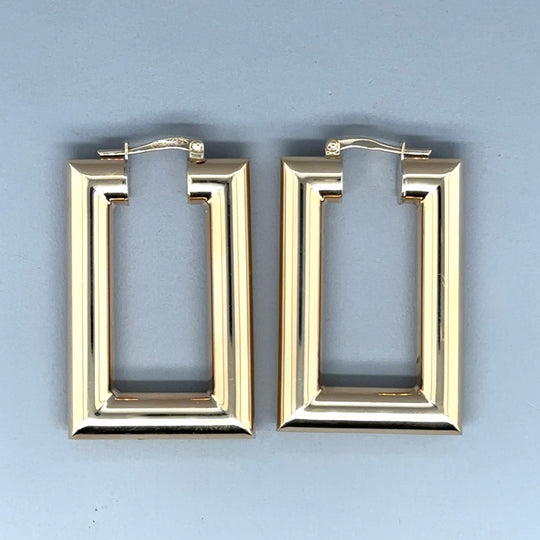 9ct Yellow Gold Oblong Hoop Earrings