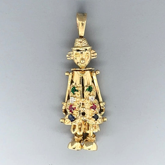 9ct Yellow Gold Cubic Zirconia Clown Pendant