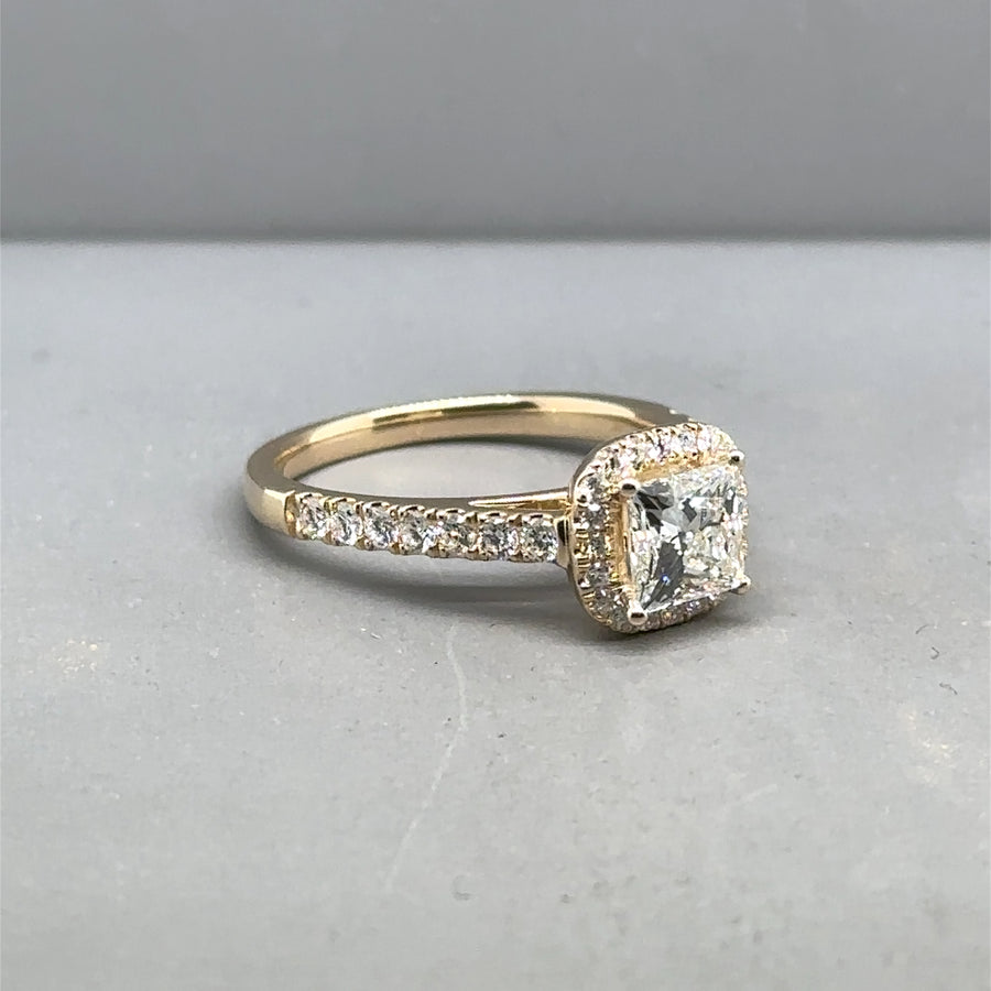 9ct Yellow Gold Lab Grown Diamond Halo Ring (c. 1.52ct) - Size O - NEW!