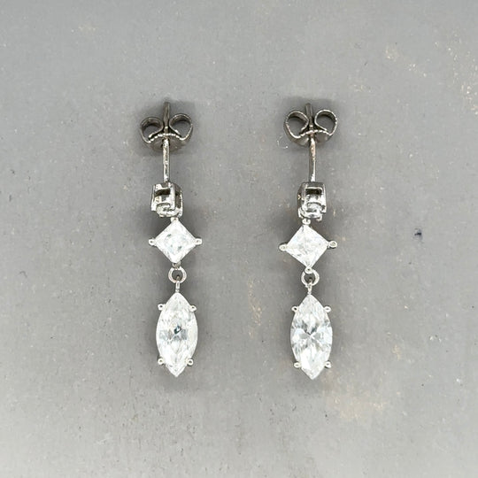 9ct White Gold Cubic Zirconia Drop Earrings
