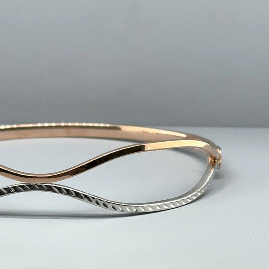 9ct Bi-Colour Wavy Bangle