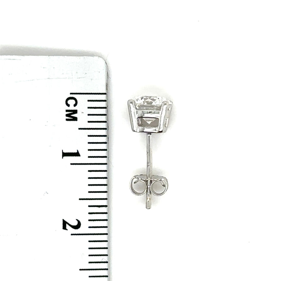 9ct White Gold Single Stone Lab Grown Diamond Stud Earrings (c. 2.00ct) NEW!