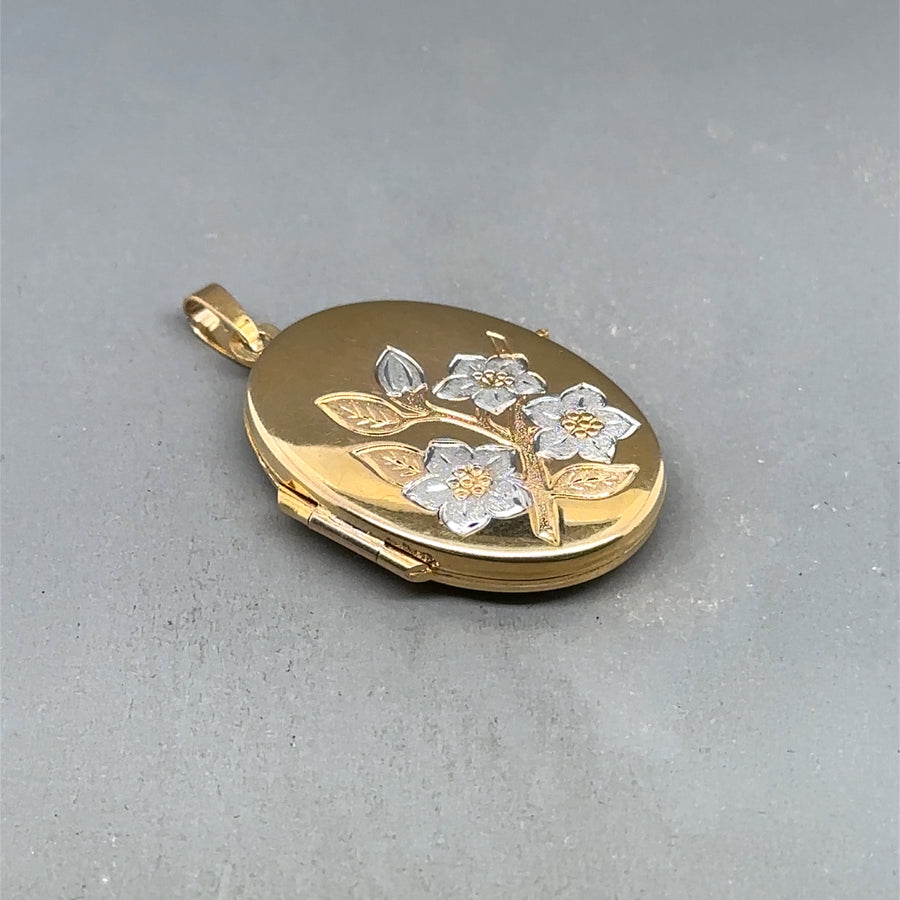 9ct Bi-Colour Floral Locket