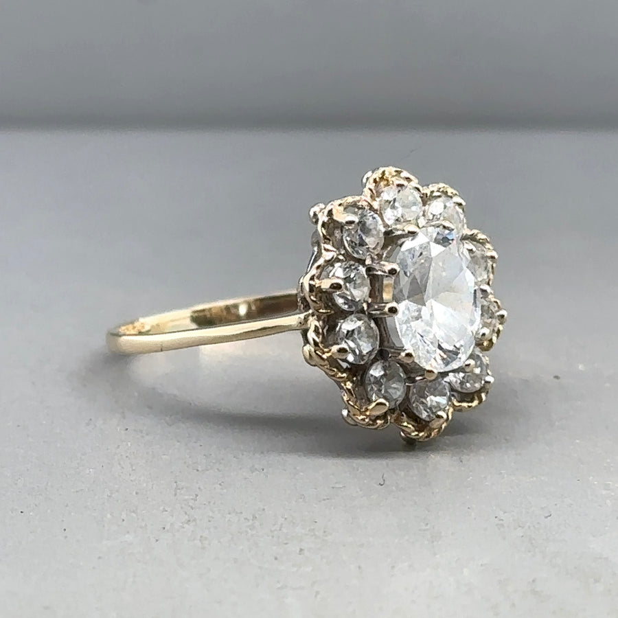 14ct Yellow Gold Cubic Zirconia Fancy Ring - Size R
