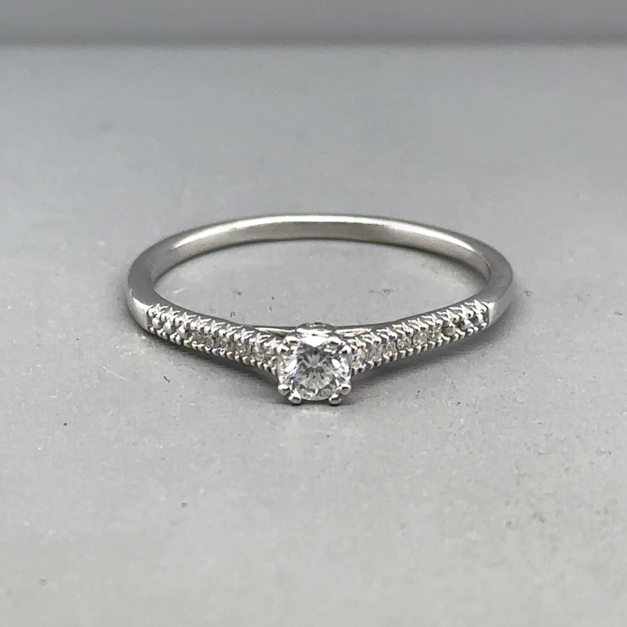 9ct White Gold Diamond Ring (c. 0.25ct) - Size S