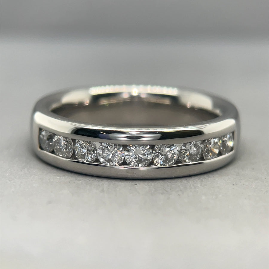 18ct White Gold Diamond Half Eternity Ring (c. 0.45ct) - Size K 1/2