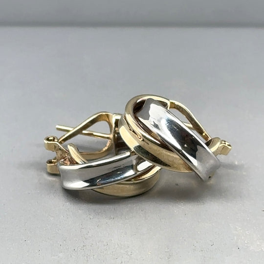 9ct Bi-Colour Double Hoop Earrings