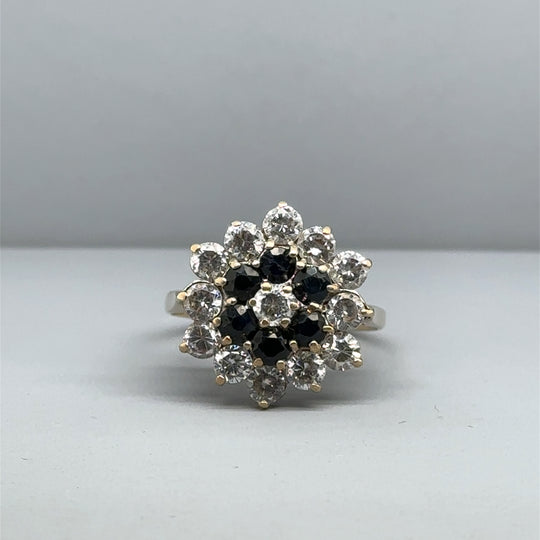 9ct Yellow Gold Cubic Zirconia Cluster Ring - Size P 1/2